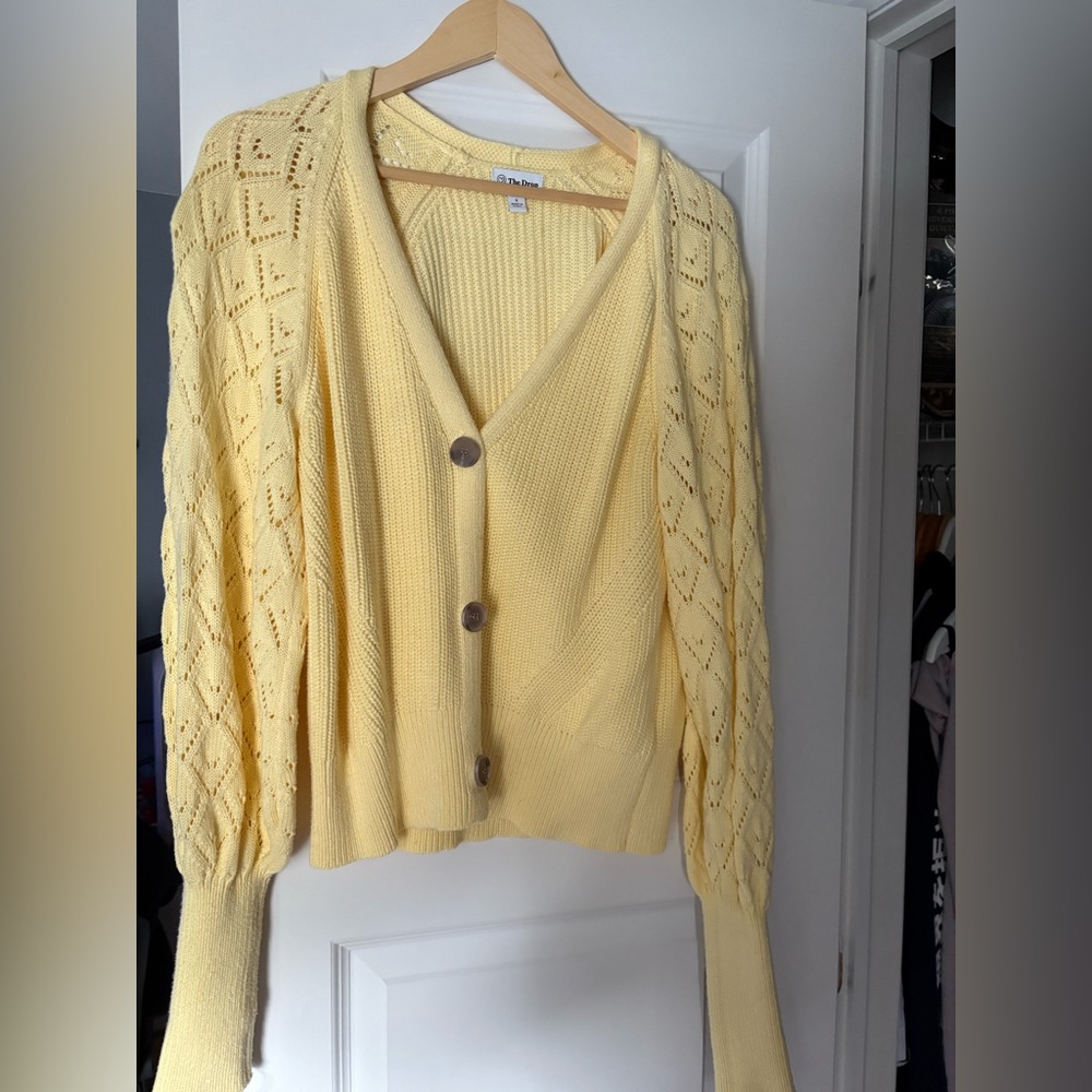 Yellow Button-Up Cardigan Sweater